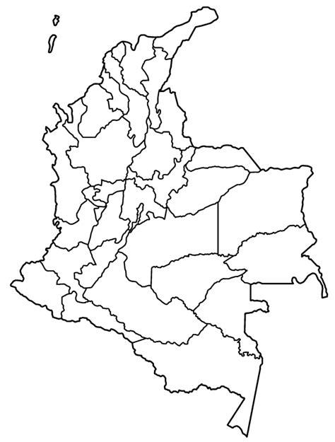mapa politico de colombia para colorear